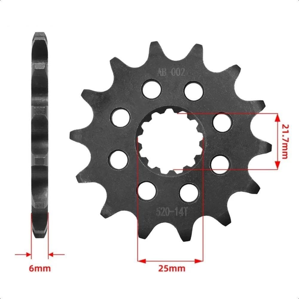 Moto Piñon Delantero， Para YFZ450 BB-W 2007 Para YFZ450 2004-2013 Piñón trasero delantero de motocicleta 525-14T 38T cadena retenedor placa，(Front and Rear)