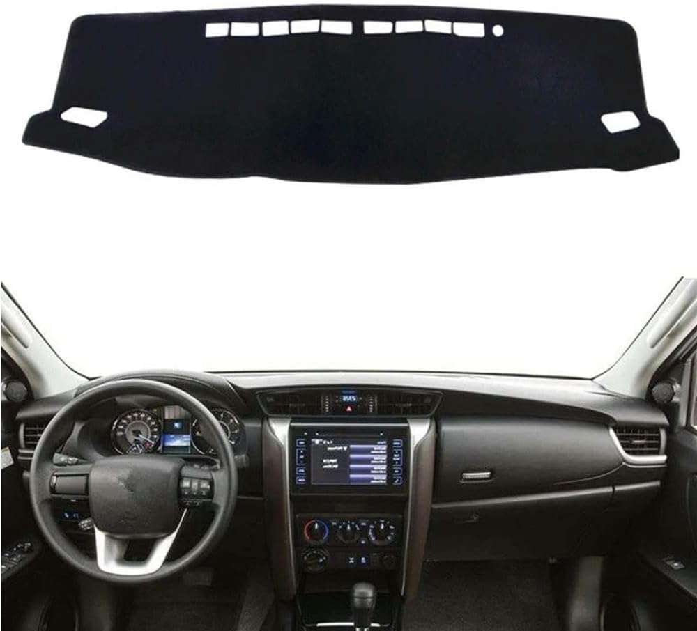 Car Dashboard Cover Anti-Scratch Dash Cover Interior Dash Covers - for Toyota Fortuner SW4 2016 2017 2018 2019 2020 2021 2022 2023, Black(Red Edge), Left Hand Drive