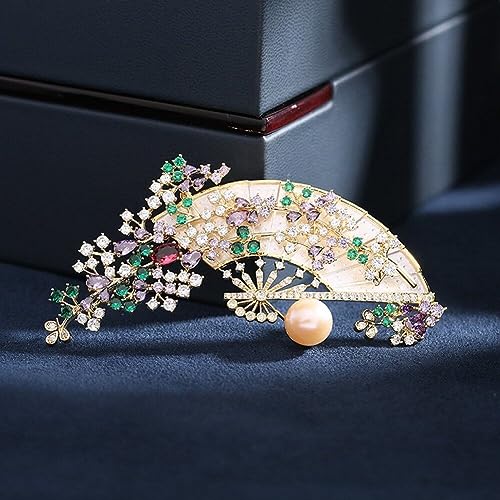 Broche de abanico con diamantes para vestidos de fiesta y graduaciones elegantes 2