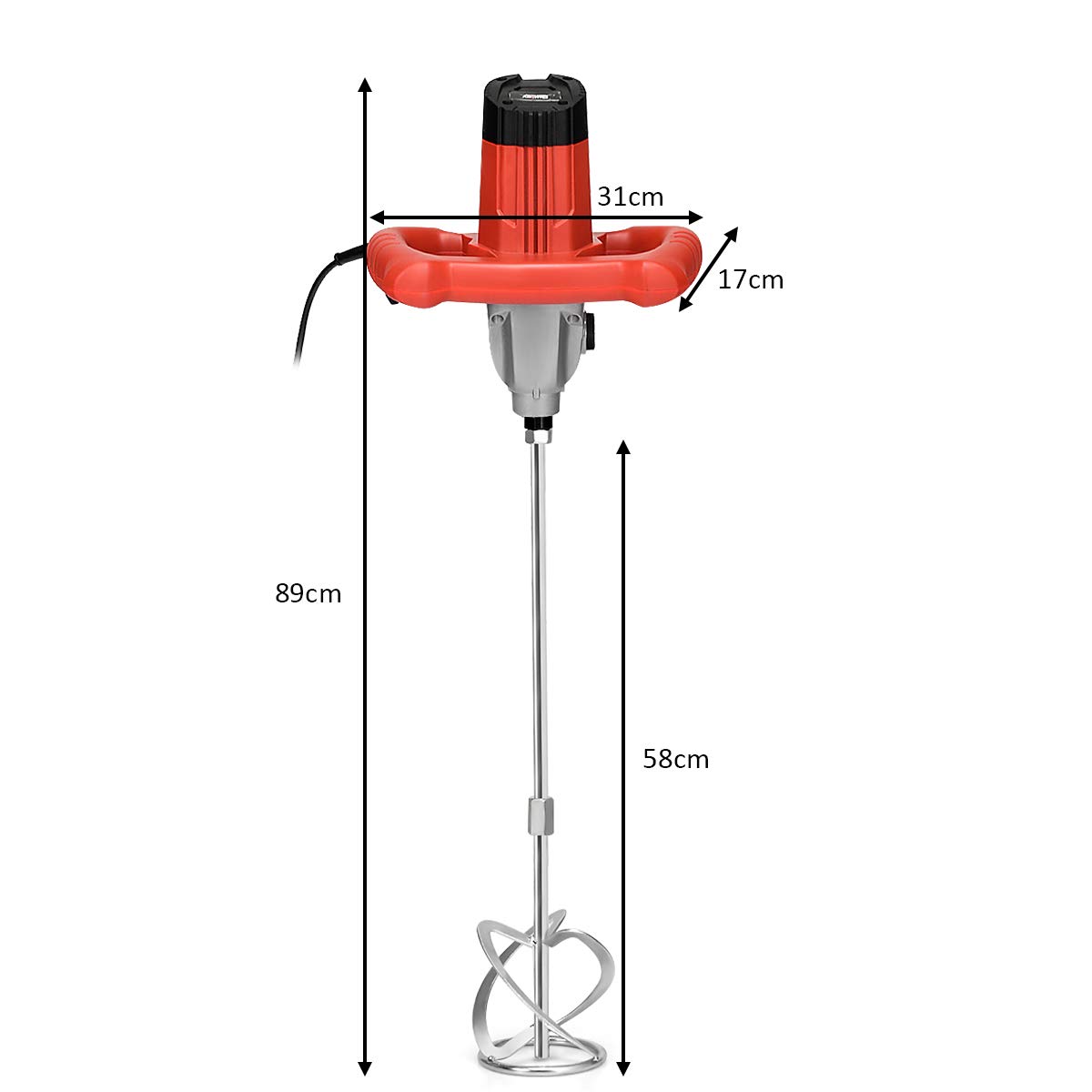 COSTWAY Electric Paddle Mixer Drill, Cement Stirrer with Metal Gear Box