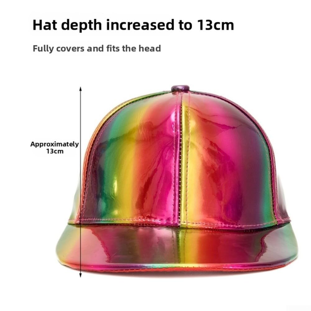 Gorra de Béisbol Holográfica PU Ajustable Iridiscente Gorra de