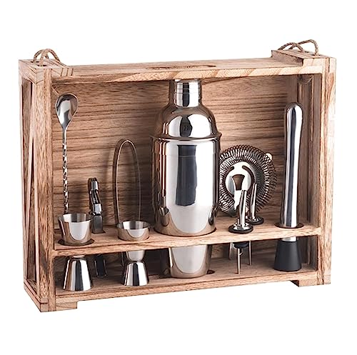 Set de coctelera y kit bartender 11 piezas acero inox