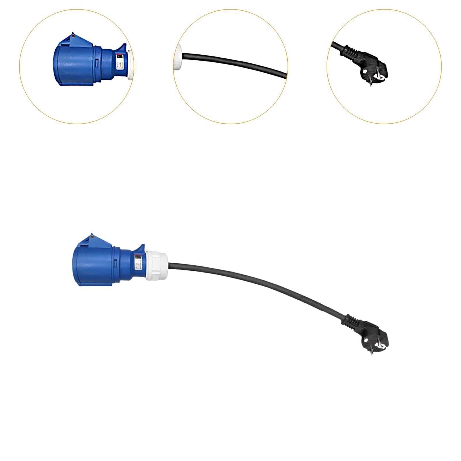 EV portador portátil enchufe a cee blue cee hembra enchufe 32a longitud 50 cm EV Carging Cable Cable Converter Black Male 16A 16A