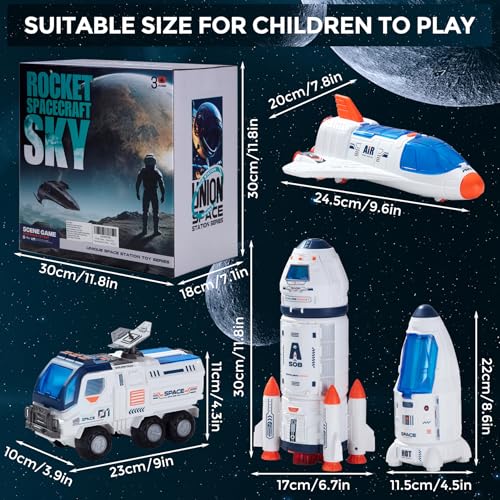 image for Wbzle Large Space Exploration Astronaut Kids Toy, Rocket & Shuttle wit
