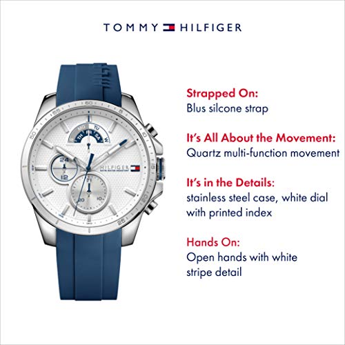 Tommy Hilfiger Men's Cool Sport Stainless Steel Quartz Watch with Silicone Strap, Blue, 22 (Model: 1791349) - image 2