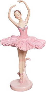 Ballet Girl Statue Ballerina Figurine Resin Girl Figurine Dancing Girl Figurines Ballet Dancer Sculptures for Office Living Room Home Decoration - Pink