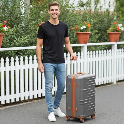 British Traveller Medium Size Suitcase with 4 Wheels Durable PC Hard Shell Luggage Suitcase Lightweight Check in Hold Luggage - Image 3