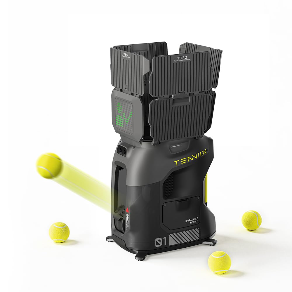 Máquina de pelotas de tenis AI Pro, programación inteligente, con aplicación/control remoto, modo visual 4K + 1080P AI y modo de voz y adecuada para más de 1000 programas de entrenamiento al