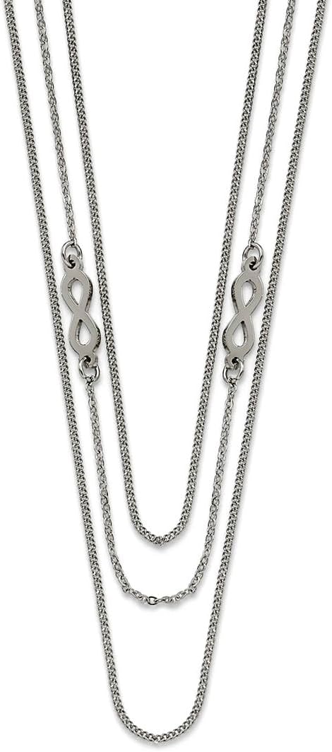 JewelryWeb 4.1mm Stainless Steel Polished Infinity Sign 3-strand Curb Chain Necklace 36 Inch Strand Necklace for Women and Men