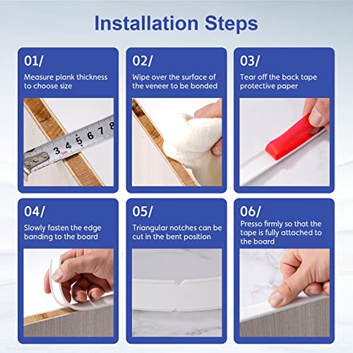 Image of U-Shape Edge Banding, 16.4ft TPE Self Adhesive Veneer Edging Trim Flexible Corner Edge Protector, Furniture Edge Strip for Countertop Table Cabinet Shelve Restoration (30mm, White)