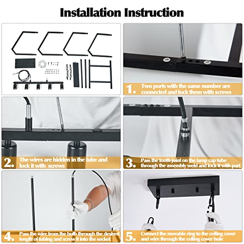 Farmhouse Dining Room Light Fixtures, Modern Black 5 Light Rustic Kitchen Island Lighting Chandeliers Ceiling Light Fixture （Bulbs Not Included） #TOP5