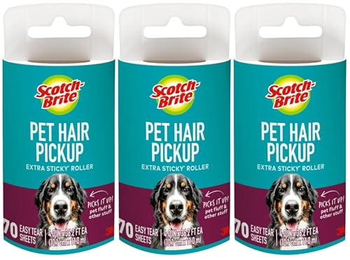 Scotch-Brite Pet Hair Pickup Extra Sticky Lint Roller Refills, Refills Only, 50% Stickier, 4 in x...