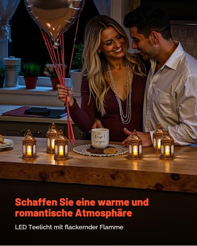 VEVOR 12 STK. dekorative Kerzenlaternen, elektrische LED-Kerzen ohne Flamme, Halter aus Kunststoff mit Glas, Wandbehang für die Veranda, Hochzeitstische, Partys, Bauernhäuser, Bronze, 65x65x128 mm – Bild 2