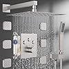 Full body shower system12 inch rain showerhead with handheld and 6 jets spraymultiple functions simultaneous use shower faucet set with thermostatic valve body trim kit brushed nickel  urban country home decor
