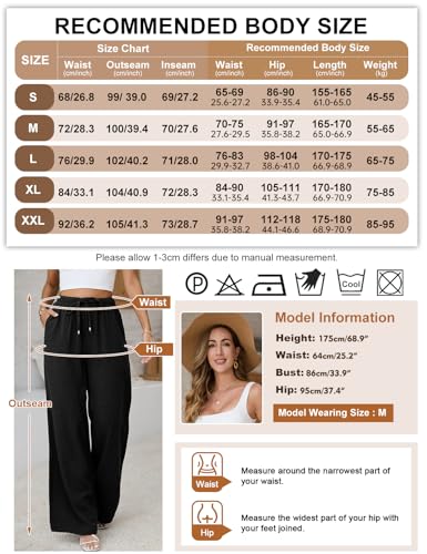 Image of Linen Pants for Women Flowy Palazzo Pants Boho High Waist Wide Leg Trousers Summer Beach Vacation Outfits 2026