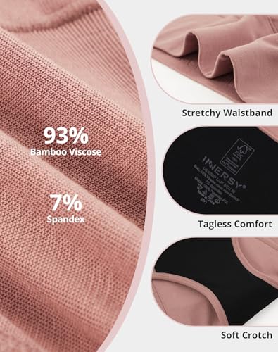 Image of INNERSY Women's Bamboo Viscose Heavy Flow Period Underwear High Waisted Leakproof Panties 3 Pack