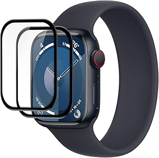شاشة حماية كاملة ثلاثية الأبعاد مضادة للخدش من نيبو متوافقة مع ساعة آبل سلسلة 9 45 ملم طبقة واقية قطعتان شفاف