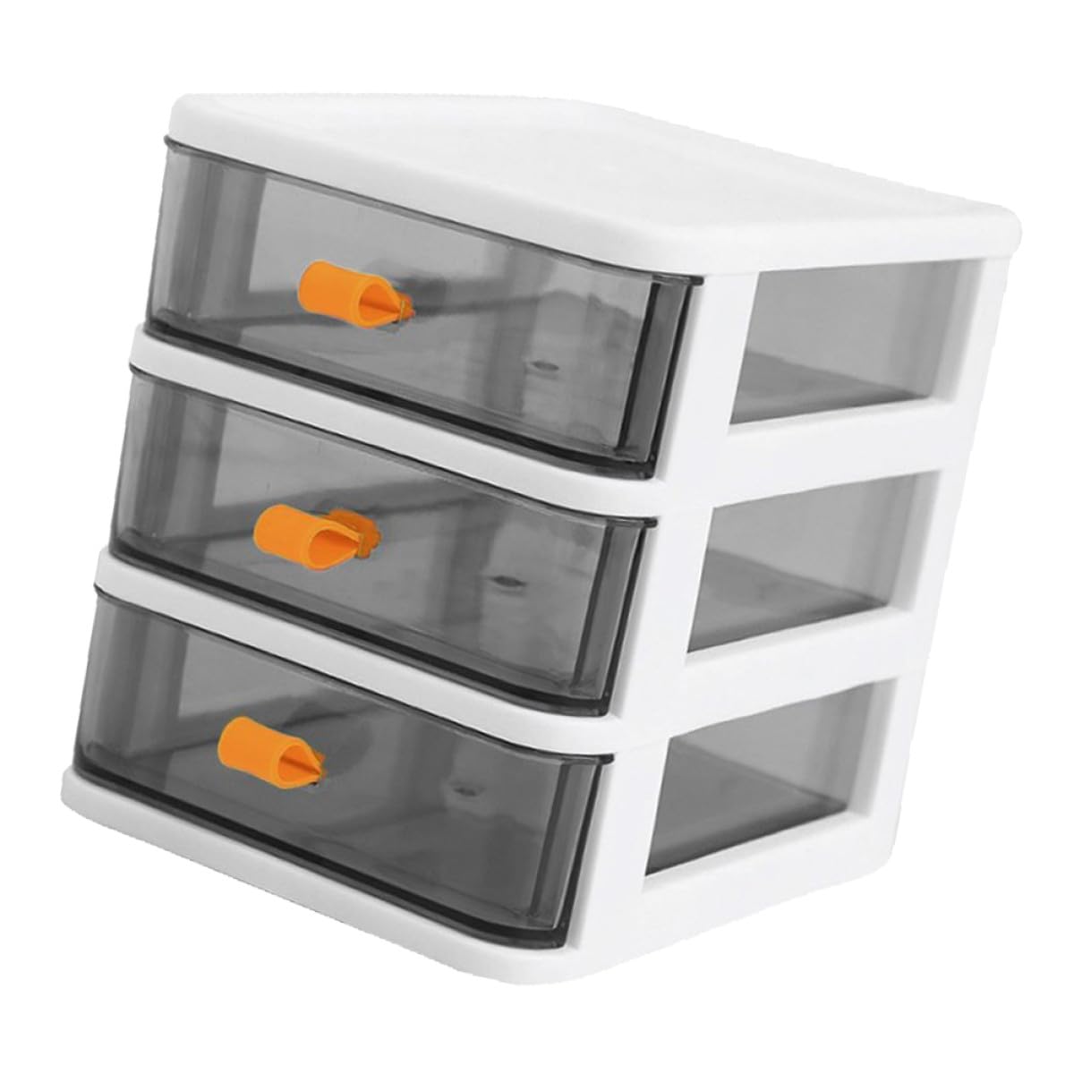 Genérico Caja de Oficina Tipo Cajón Transparente de 3 Niveles Mini Armario Organizador de Escritorio Multiusos para Cosméticos y Accesorios Estructura white Versátil y Visible para