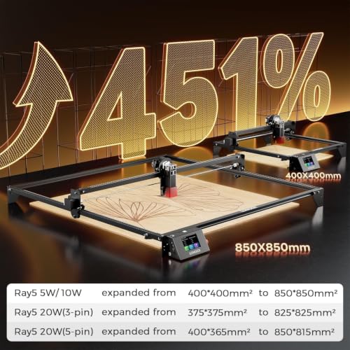 Image of Longer New Upgrade RAY5 20W with Air Pump,XY-AxisExtension Kit,32-bit Motherboard, App Offline Control, DIY Engraver Tool for Metal /Glass /Wood