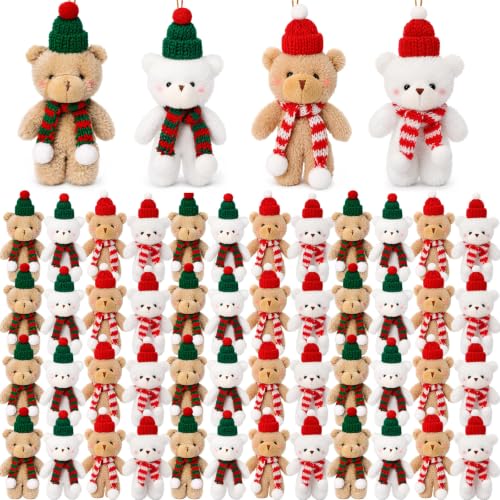 Hiboom 96 Pack Christmas Plush Bear 6 Inch Mini Stuffed Bear Party Favors