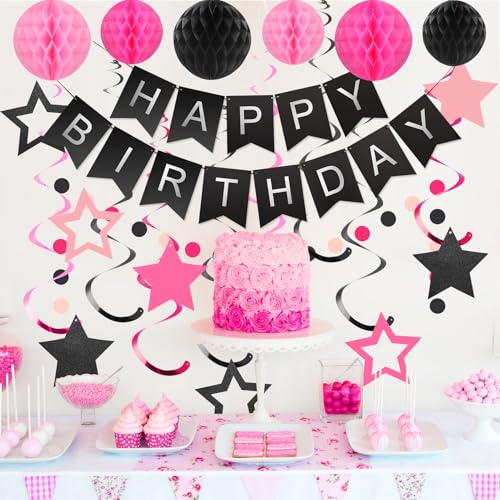 Image of meowtastic Birthday Decorations Happy Birthday Banner with Honeycomb Balls