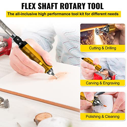 Image of VEVOR Flex Shaft Grinder 780W Rotary Tool 500-23000RPM Rotary Carver with 1 /4 inch 3-Jaw Chuck & Stepless Speed Foot Pedal Hanging Grinding Machine 131PCS Accessories for Jewelry Polishing Grinding DIY