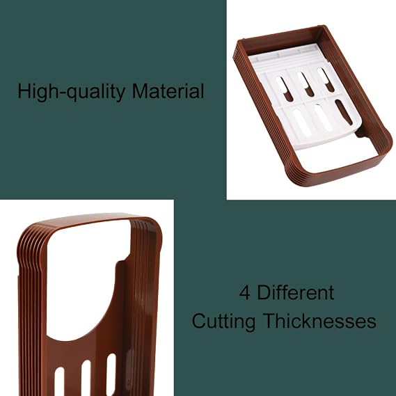 Foldable Bread Slicer Adjustable Cutting Mold Thicknesses Toast Slicing Cutter Machine for Bread/Roast/Sandwich Maker/Loaf Slicer Cutter, Brown