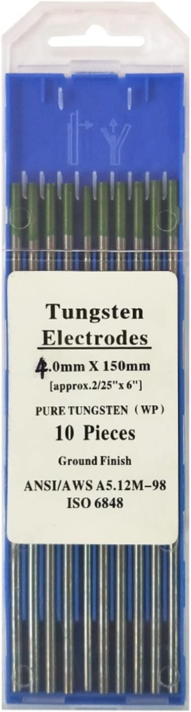 WP 10Pcs Green 4.0mmx150mm Approx 4/25x6 Inch Pure Tungsten Electrode Head Needle/Rod For Welding Mach