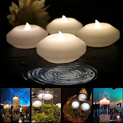 ARDUX Christmas LED Floating Candles, 3-inch Wax Waterproof Candle Tealight Night Light Flameless