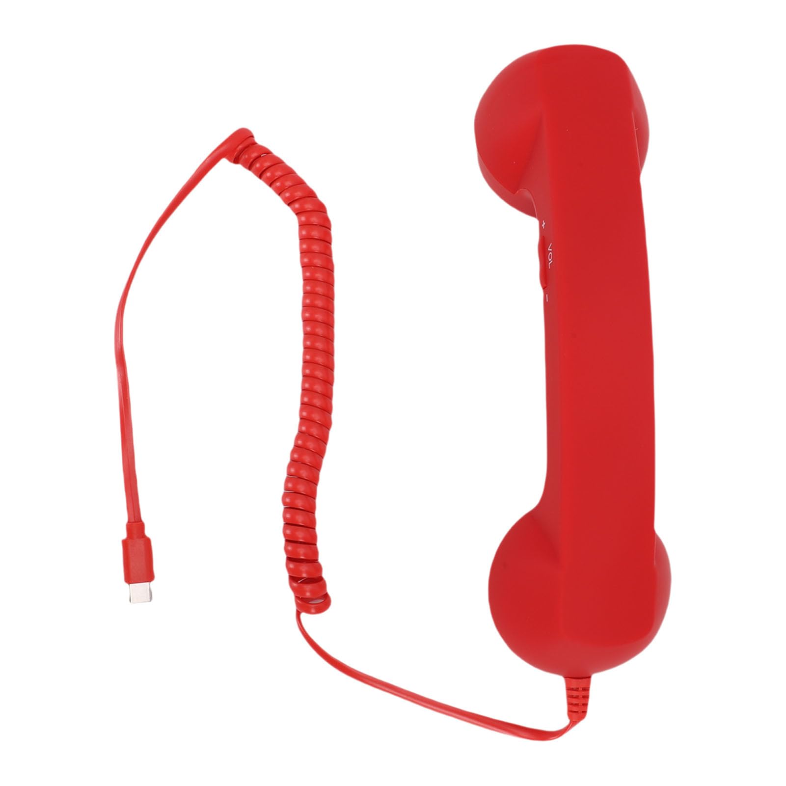 Retro Phone Handset, Type C Vintage Wired Handheld Cell Phone with Speaker and Microphone, for Smartphones Tablets Video Conferences Calls Meetings (Red)