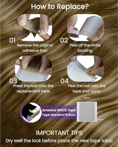 Image of LaaVoo Tape in Human Hair Extensions Light Brown Ombre Tape on Hair Extension Human Hair 100g Tape in Extensions Balayage Brown to Light Brown with Blonde Full Head 22 Inch 40pcs