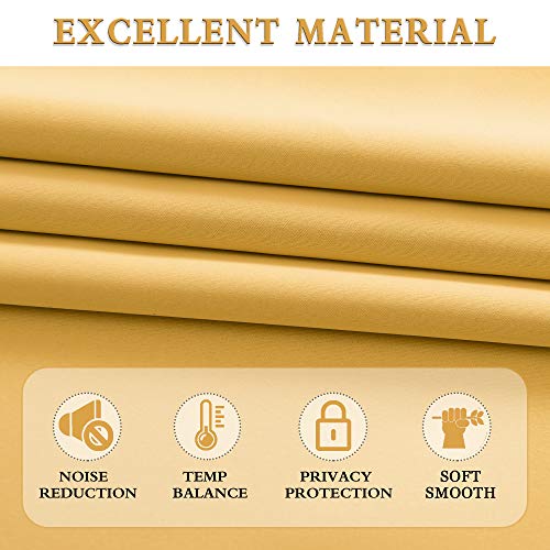 Image of DONREN Gold Yellow Curtains for Bedroom - Blackout Thermal Insulated Curtain Panels with Rod Pocket (42 by 45 Inch,2 Panels)