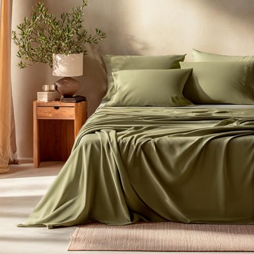 El Mejor Listado de Sabanas para Cama Matrimonial Top 10. 42 Smart Bamboo: Juego de Sábanas 100% Microfibra con Doble Cepillado para una Mayor Suavidad / 1800 Hilos de Alta Calidad/Ligera y Súper Suave de Fácil Cuidado (Verde Olivo,...