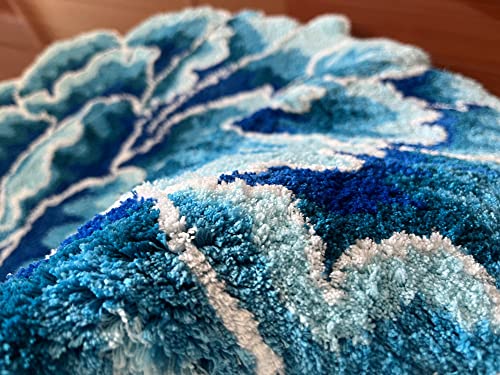 Tapete decorativo floral azul 60x60 cm anti slip miniatura 6