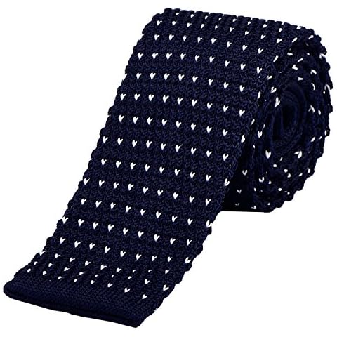 Corbata de punto azul marino oscuro punteado DonDon Cover