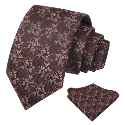 Image of Alizeal Mens 3.15'' Light Color Rustic Tie Handkerchief | with Flower Printed Handkerchief for Wedding Business Daily Wear