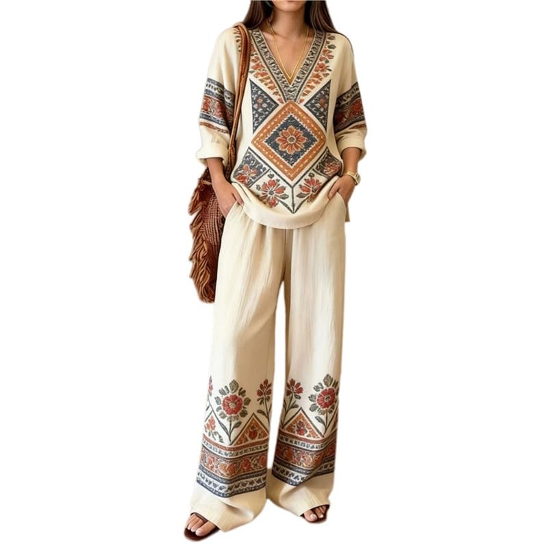 Tenues automne femme avec t-shirts manches longues et pantalons larges