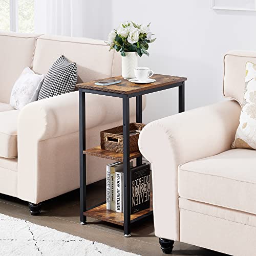 Vecelo Tall End Side Tables Set Of 2, 30" Height Nightstand With 3-Tier Storage Shelf For Living Room Bedroom Office Hallway Study, 2-Pack, Dark Brown/2Pcs #TOP5