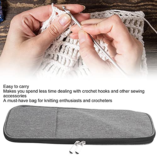 Knitting Needle Case Long Knitting Needle Case Woven Storage Bag 600D Oxford Cloth Crochet Organizer Gray - Image 4