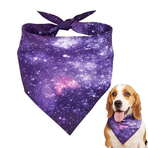 ペット用三角スカーフ、犬用バンダナ - 犬用三角よだれかけ犬のバンダナ スカーフ 三角よだれかけ | ペットスカーフ三角バンダナ、スペースブルーパープル犬よだれかけペット、小型犬、大型犬用