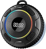 Bluetooth Shower Speaker, 2024 Portable Speakers Bluetooth 5.3 IPX7 Waterproof Wireless Speaker with LED Light, 360° Sound Mini Portable Speaker with Suction Cup and Hand Free Mic for Bathroom/Outdoor