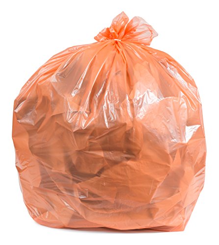 Image of Plasticplace 32-33 Gallon Trash Bags │ 1.5 Mil │ Orange Garbage Can Liners │ 33' inch x 39 inch (100 Count) (W33RNG15)