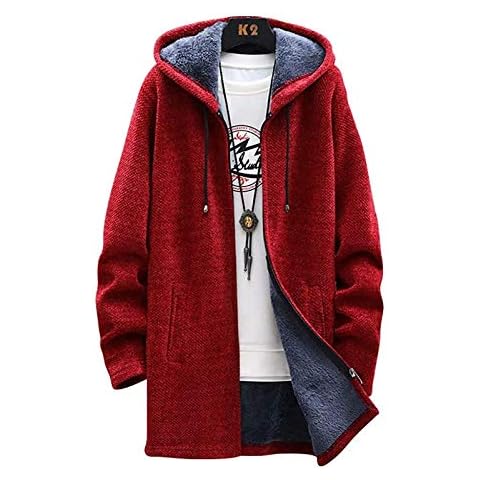 Hoodies for Men Midweight Fleece Sweatshirt Full Zip Up Thick Sherpa Lined Hoodie Jacket Coat Winter Warm Outwear, Winter Fashion Jacket Coat, UK Size, Shipping 7 Days Wine Cover