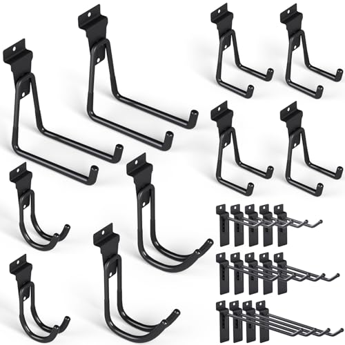INCLY 24 Pack Heavy Duty Slatwall Hooks, Black Garage Slatwall