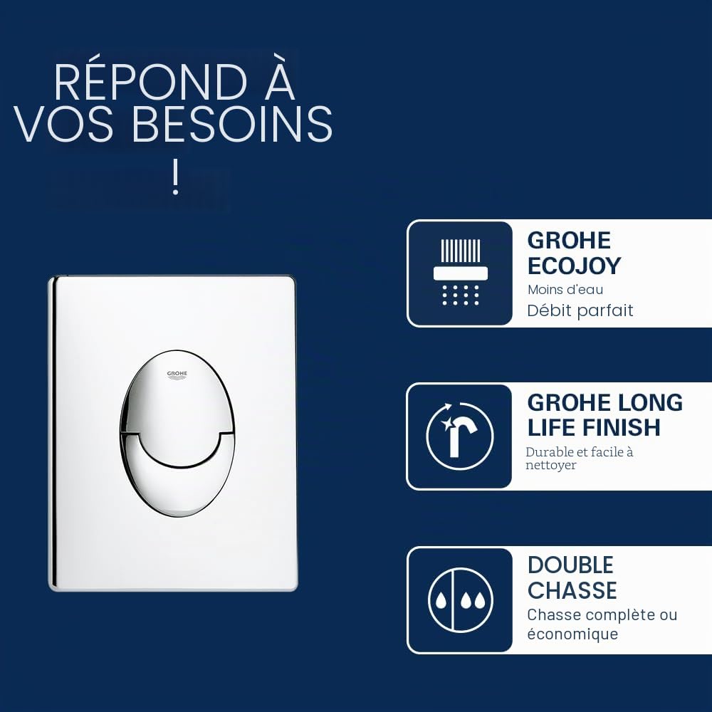 GROHE Skate Air Plaque de Commande, ABS, Chromé, 38505000