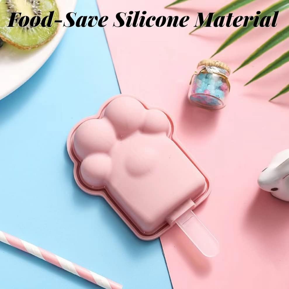 Miniatura 4 de Paquete de 3 moldes de silicona para hacer paletas con forma de pata de gato para niños, moldes para helados, moldes para hacer helados, accesorios