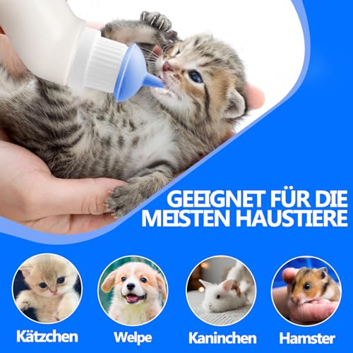 Gufastoe 5Pcs Haustier Fütterung Mini Silikon Nippel mit Flasche für Welpen Hund Katze oder andere Haustiere (Blaue Farbe)