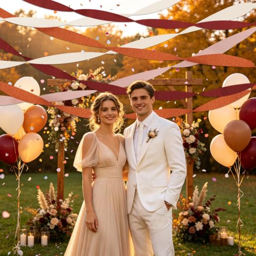 Image of 8 Rolls Fall Party Decorations, Crepe Paper Streamers for Thanksgiving
