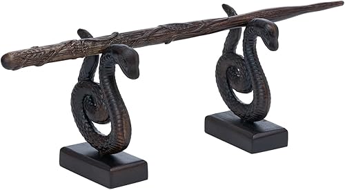 Miniatura 1 de Handicraftviet Soporte para varita de mago, hecho a mano, 1 nivel, para coleccionar, color negro (soporte de varita de serpiente)