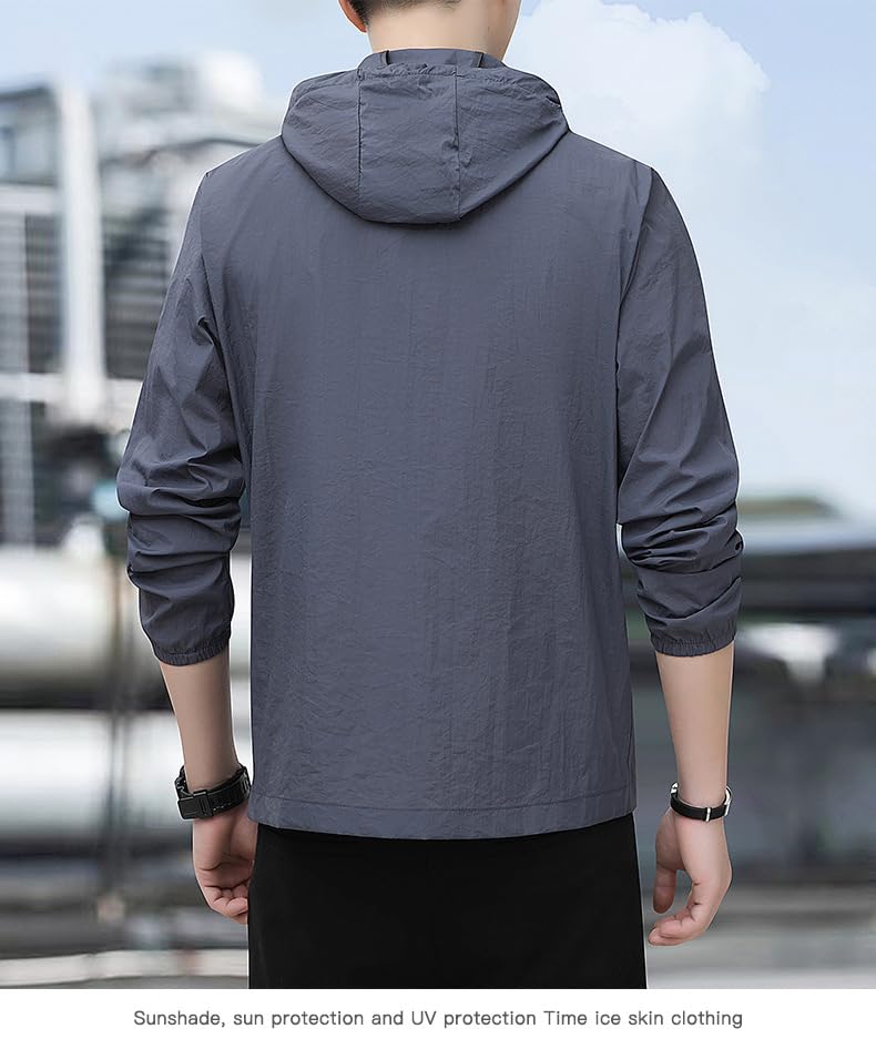 Chaqueta para hombre con capucha ajustable y bolsillos con cremallera miniatura 3